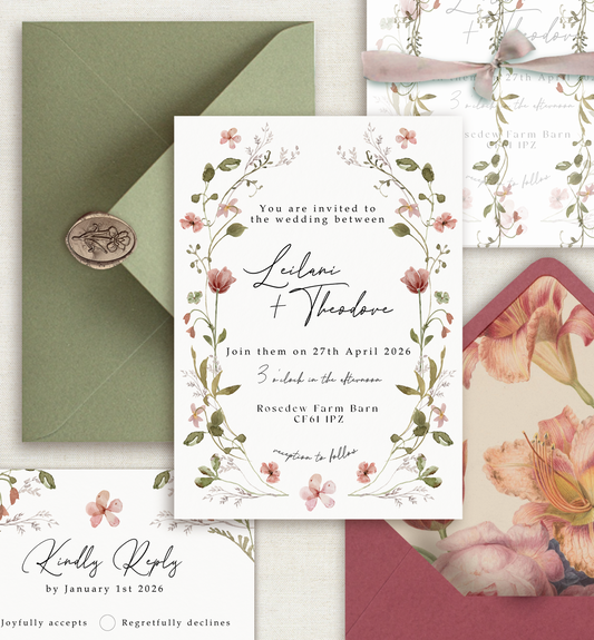 Rosedew Floral Wedding Invitation Suite