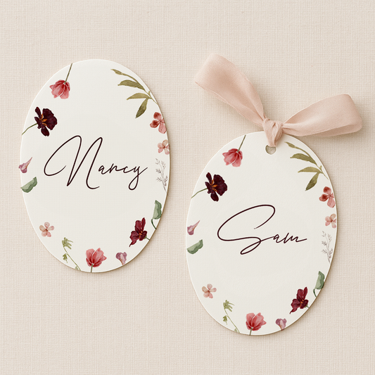 Rose Floral Wedding Menu Place card