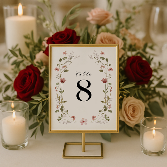 Rosedew Floral Wedding Table Number