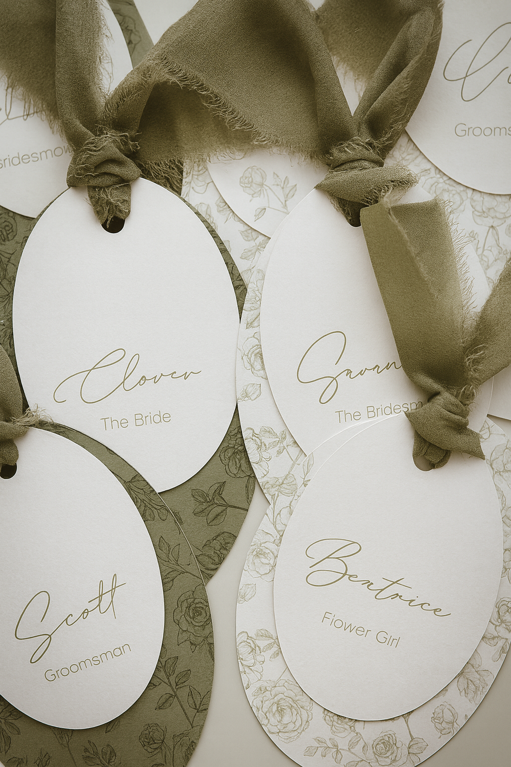 Sage Green Botanical Wedding Place Cards