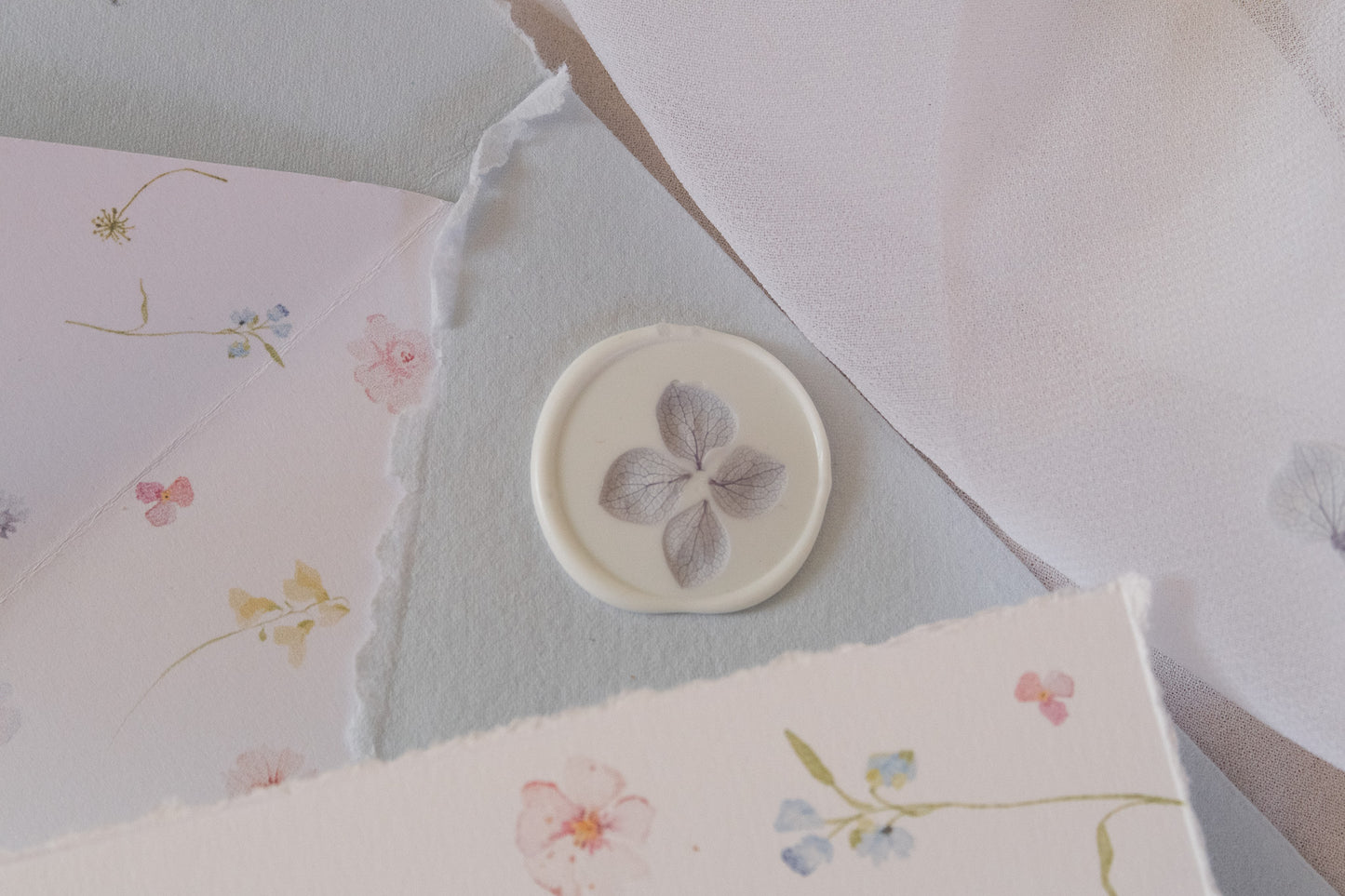 Blue Dried Hydrangea Wax Seal