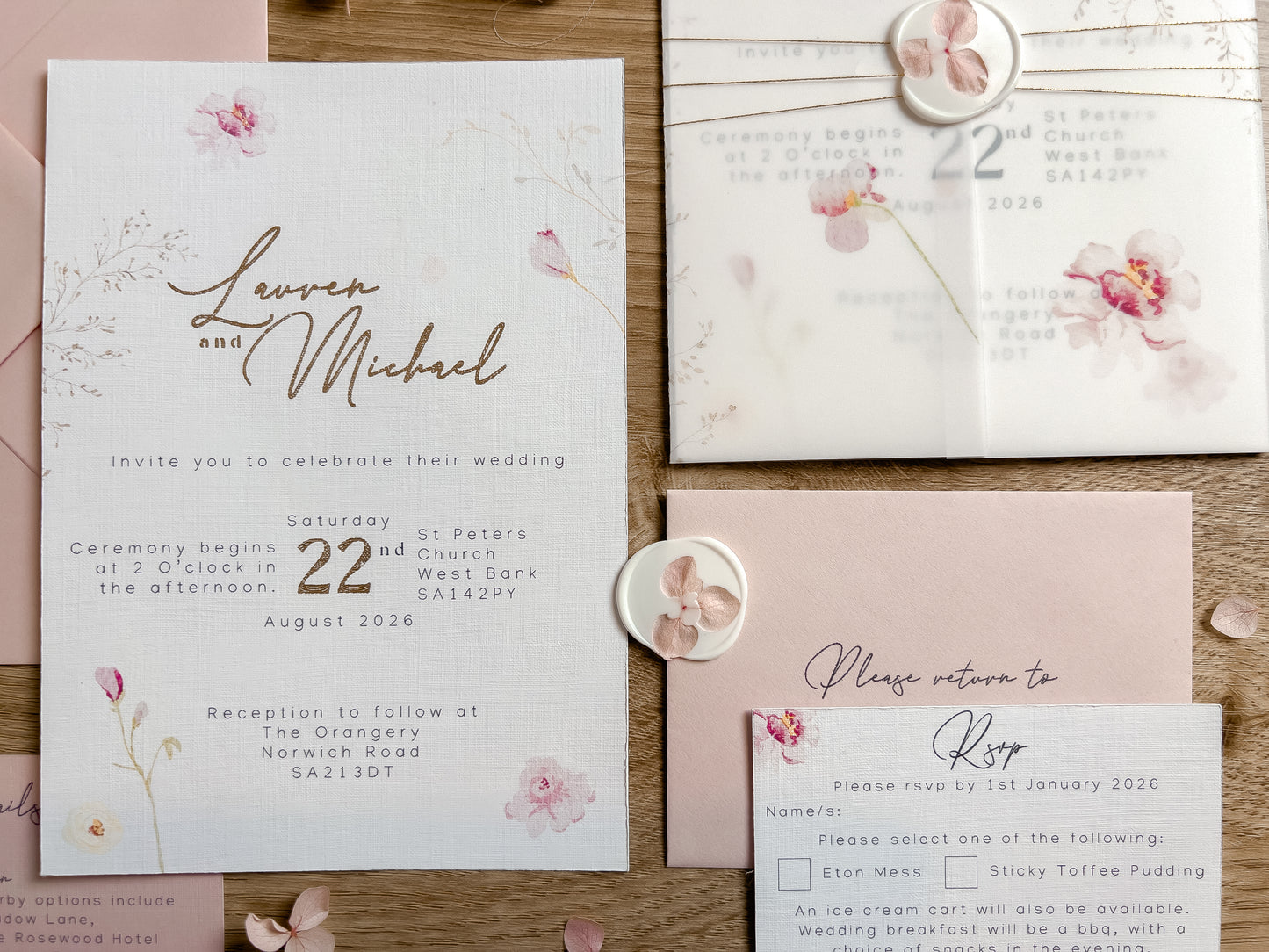 Lauren RSVP Card and Envelope