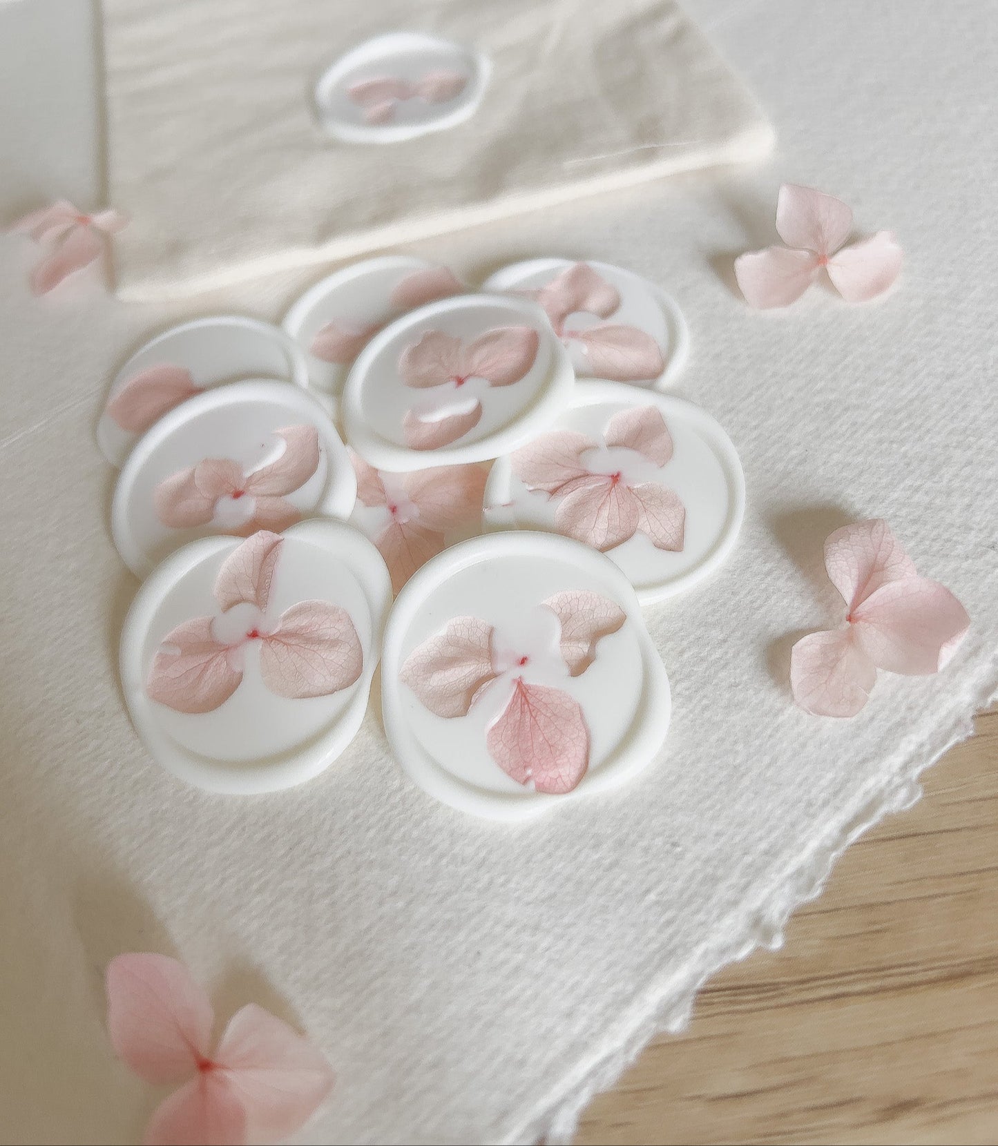 Soft Pink Dried Hydrangea Wax Seals