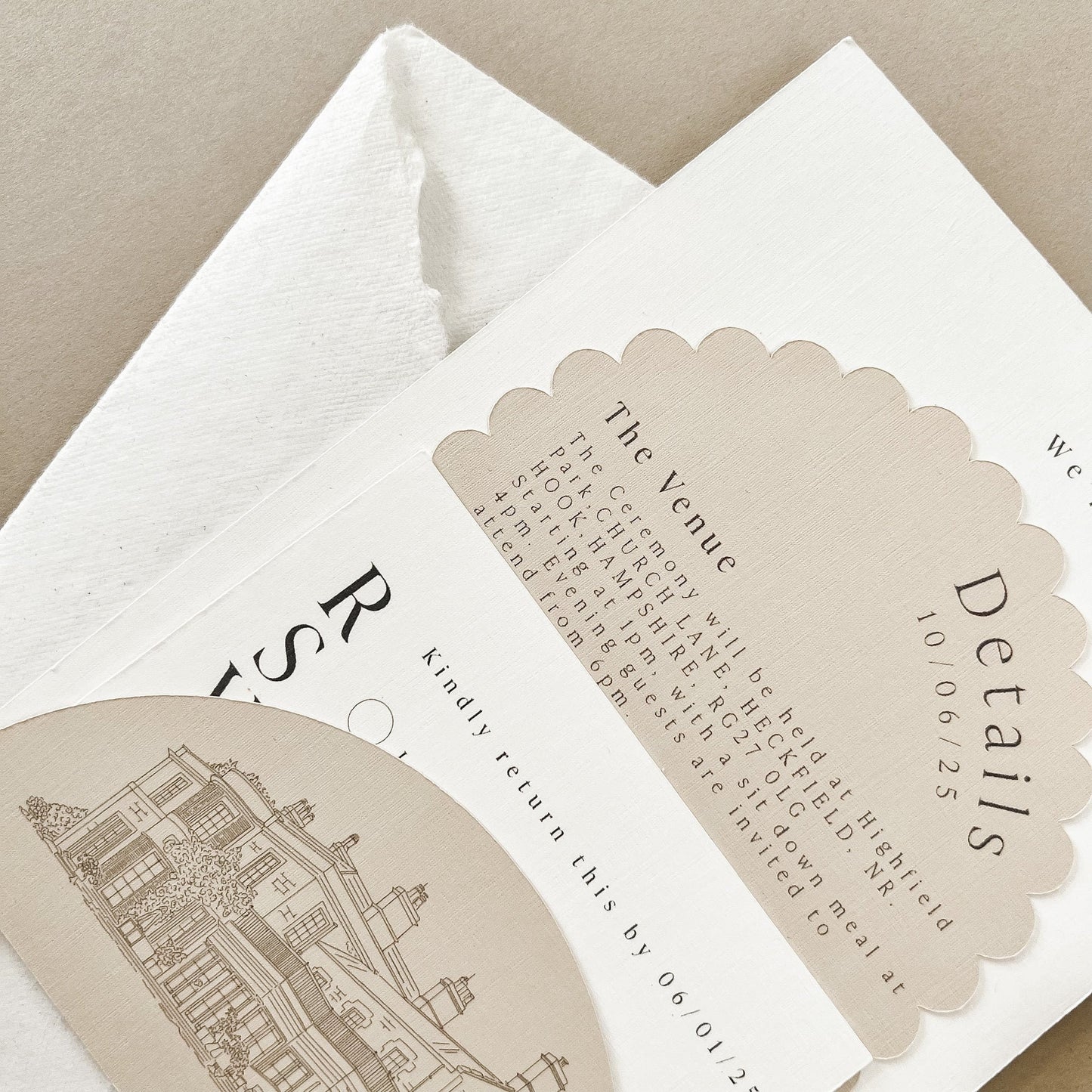 Custom Venue Neutral Wedding Invitation Suite