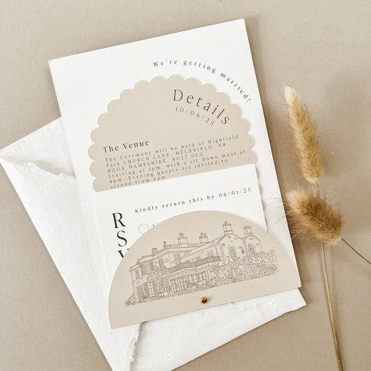 Custom Venue Neutral Wedding Invitation Suite