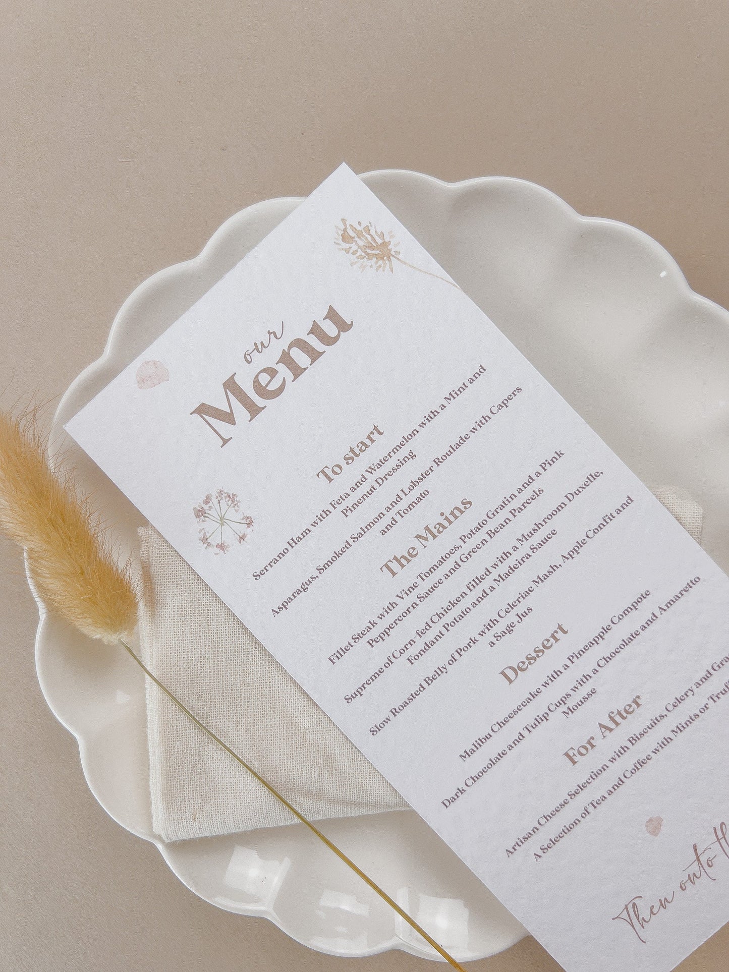 Pressed Wildflower Garden Wedding Menu