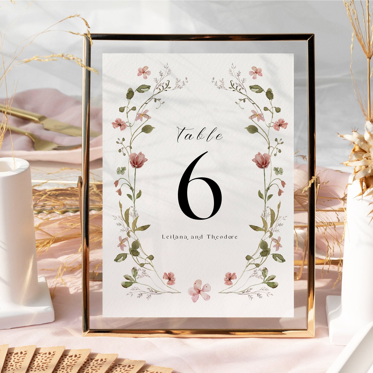 Rosedew Floral Wedding Table Number