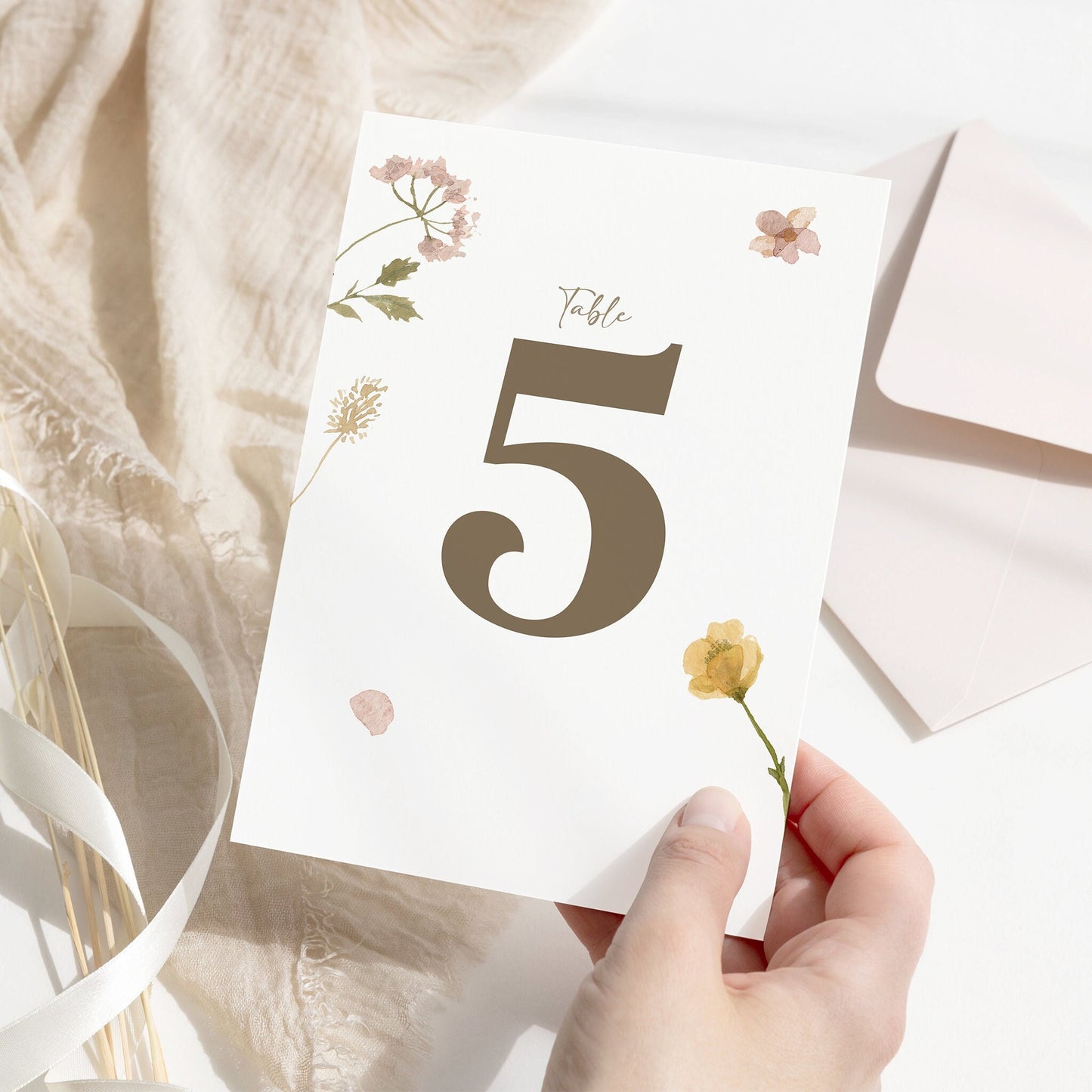 Pressed Wildflower Garden Table Number