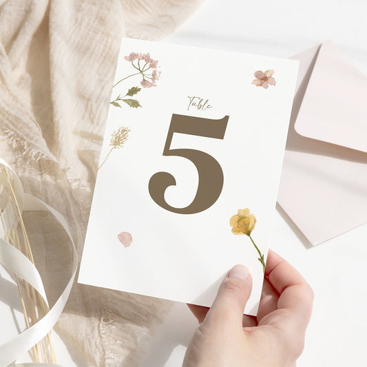 Pressed Wildflower Garden Table Number