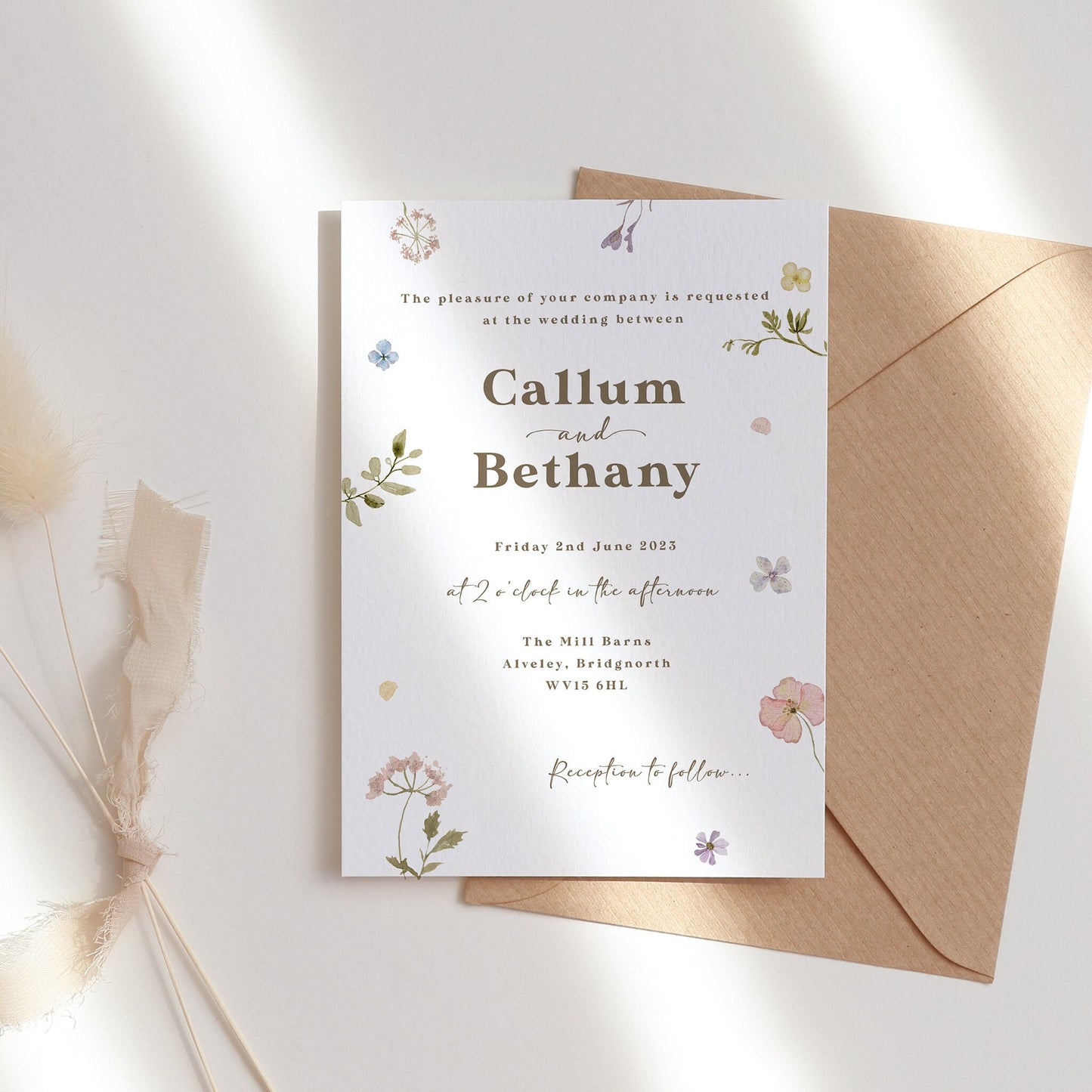 Pastel Wildflower Garden Wedding Invitation Suite