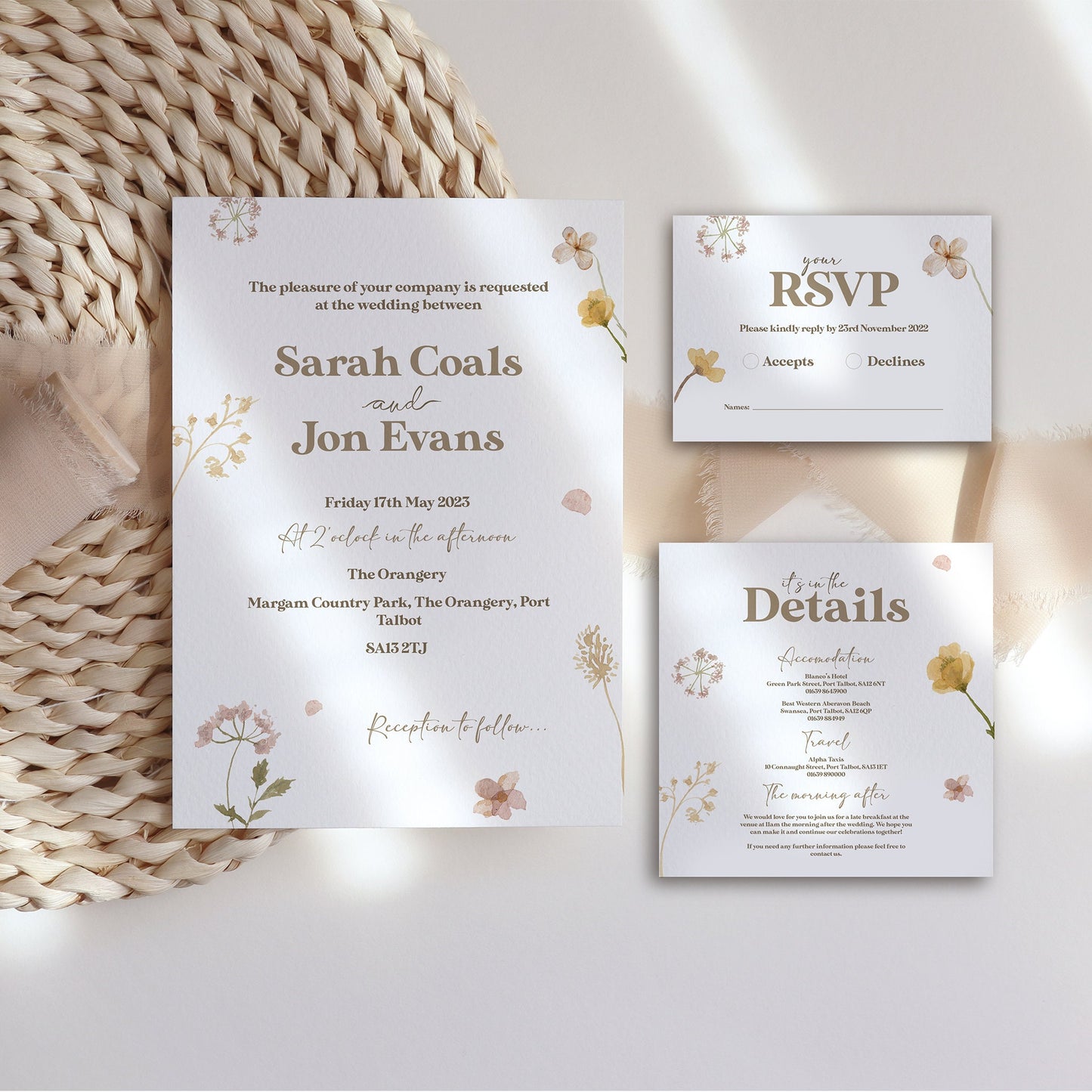 Wildflower Garden Wedding Invitation Suite