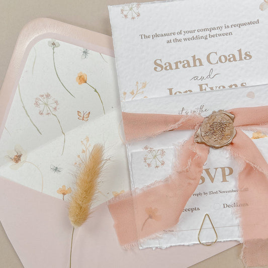 Pressed Wildflower Wedding Invitation Suite