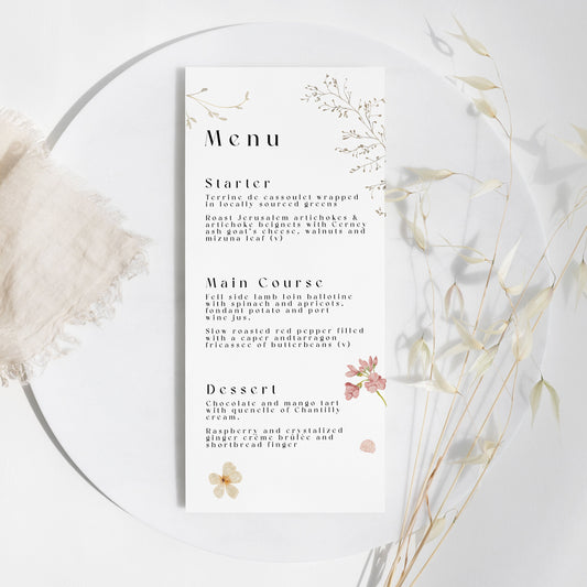 The Megan Wedding Menu