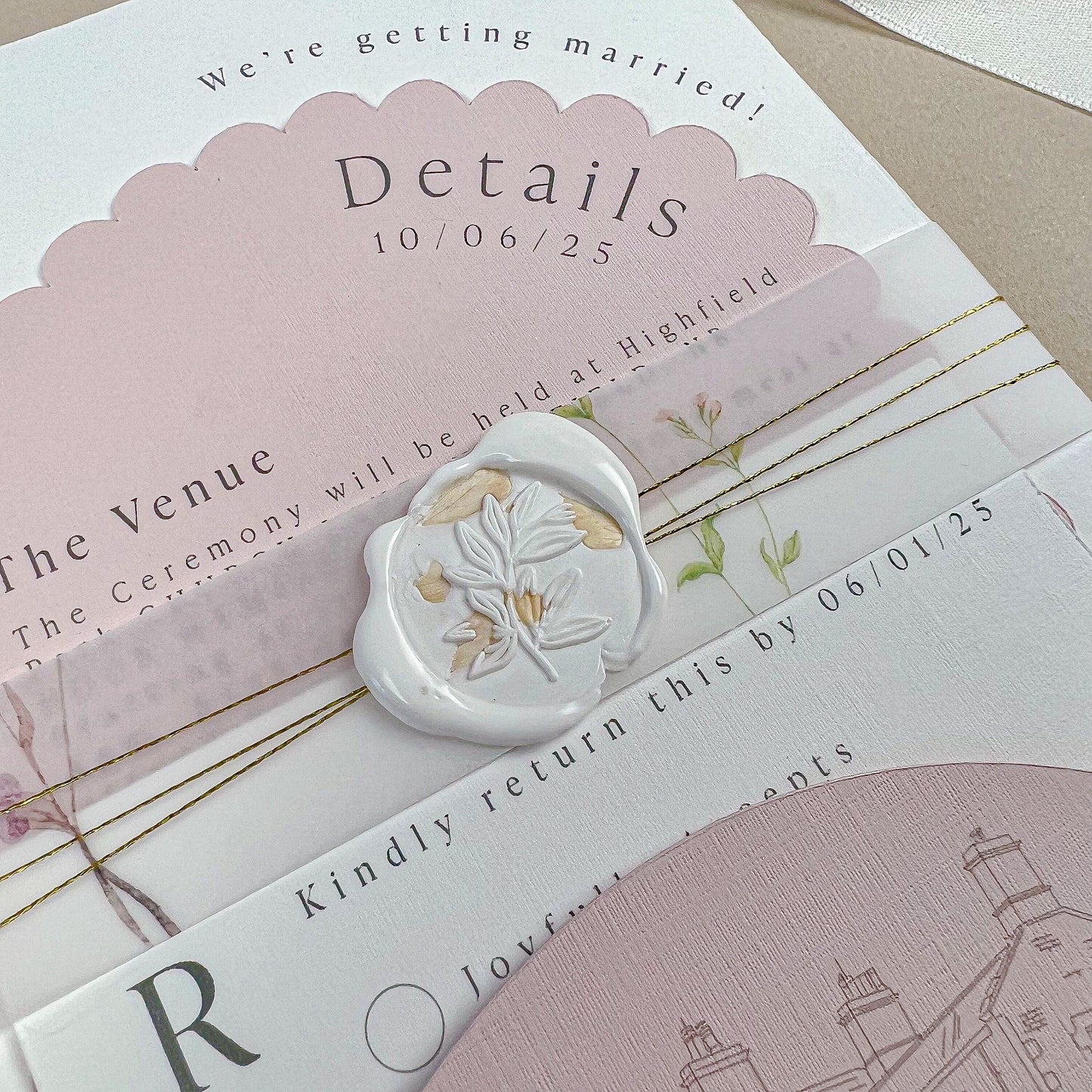 Pink Blossom Venue Wedding Invitation