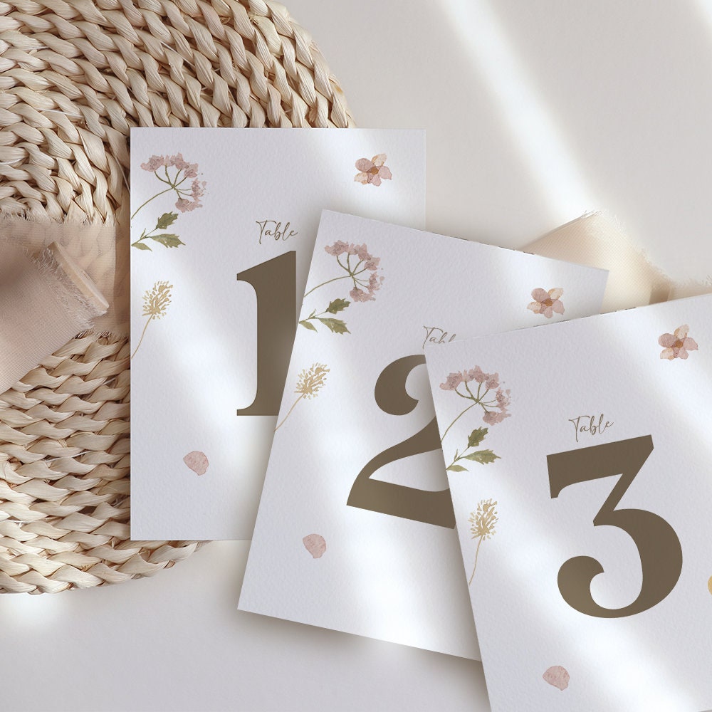 Pressed Wildflower Garden Table Number