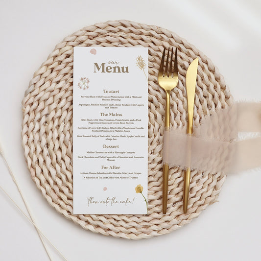 Pressed Wildflower Garden Wedding Menu