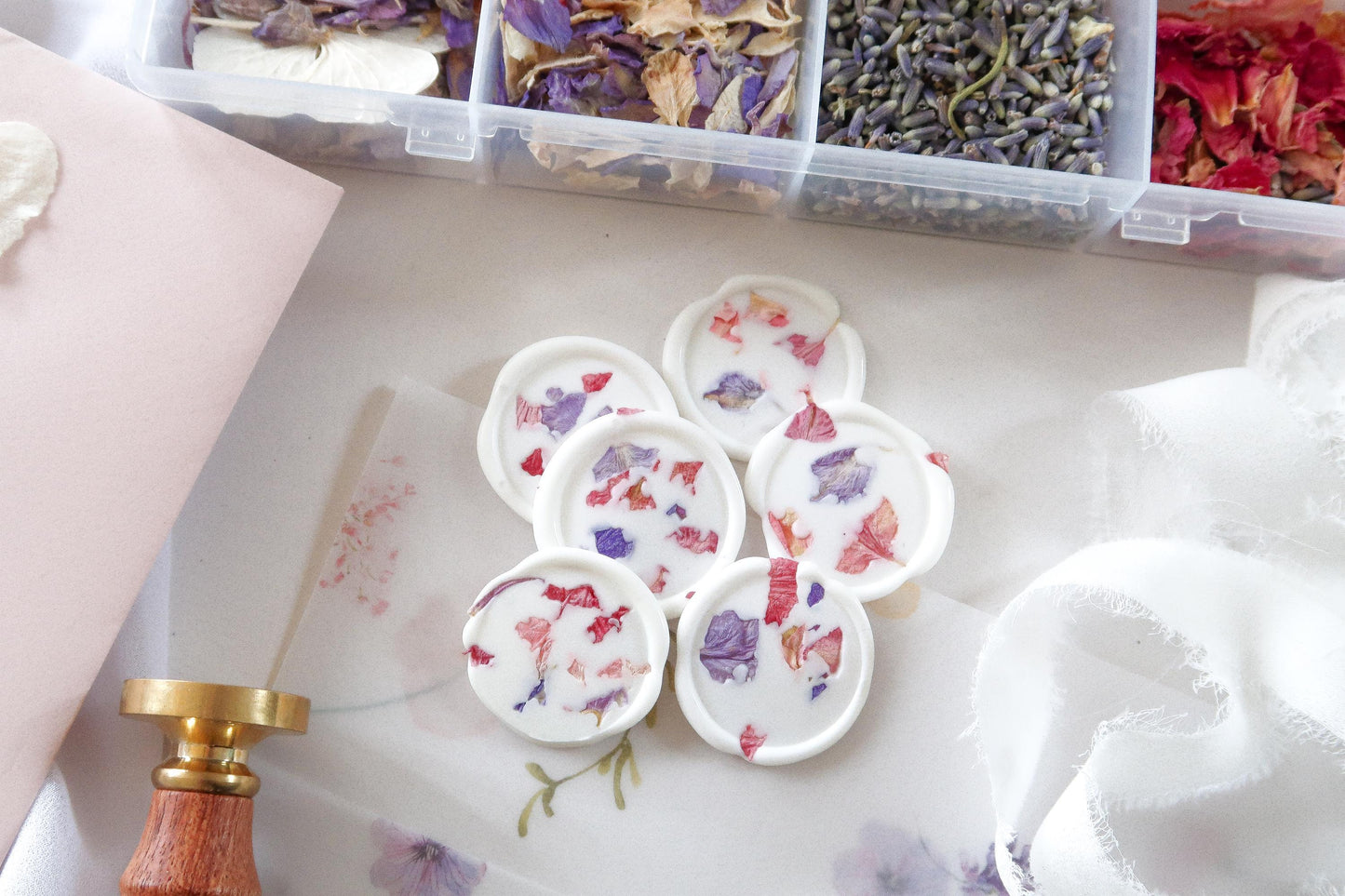 Blue and Pink Spring Floral Wax Seals