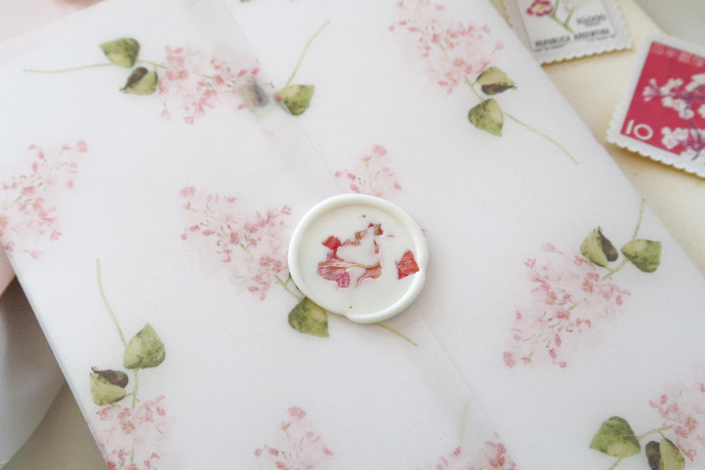 Pink Wildflower Wedding Vellum Jacket Wrap