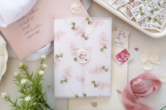 Pink Wildflower Wedding Vellum Jacket Wrap