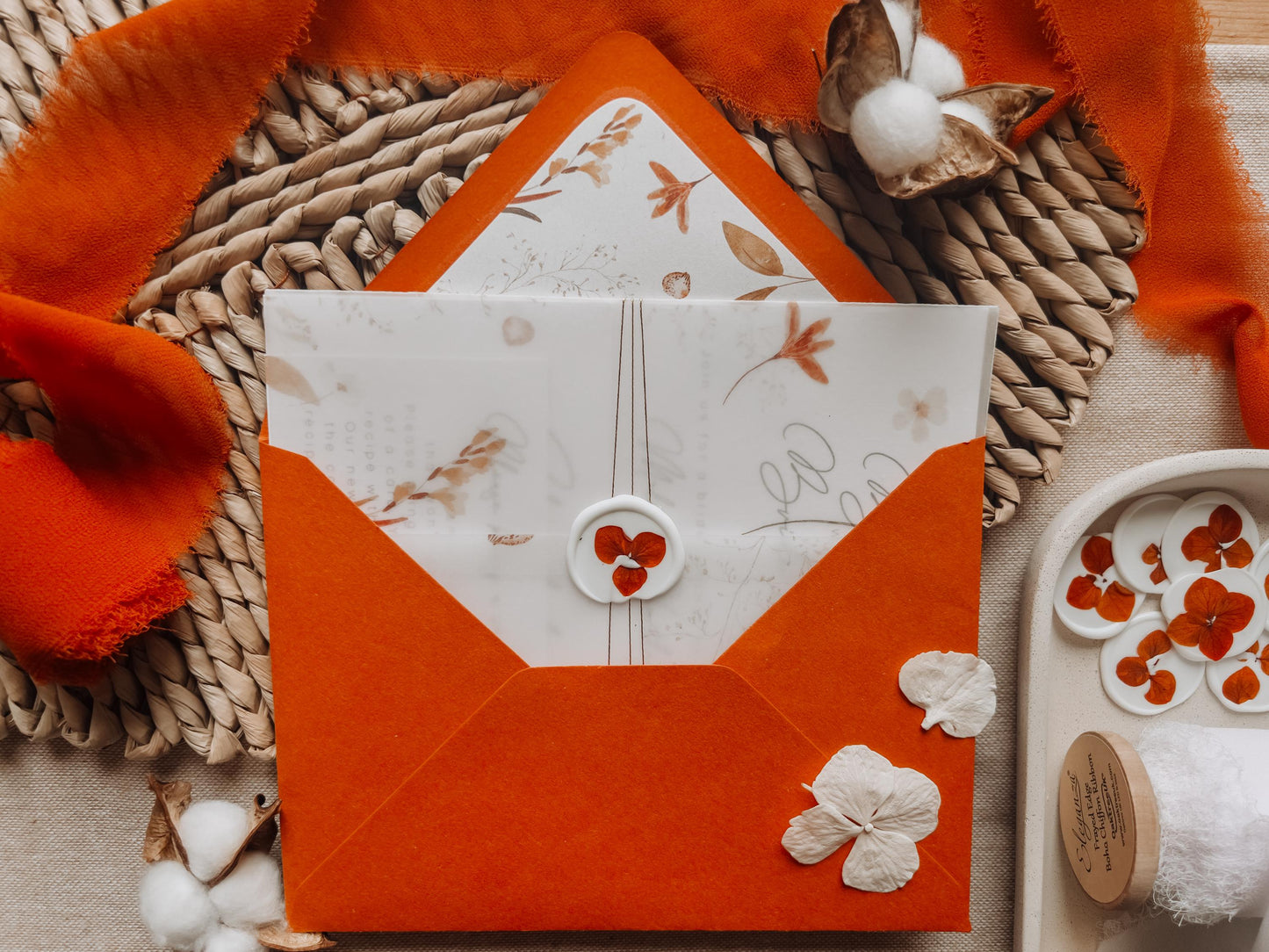 Autumn Orange Floral Wax Seals