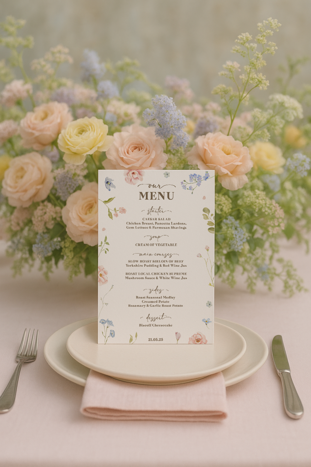 Emma Floral Table Menu