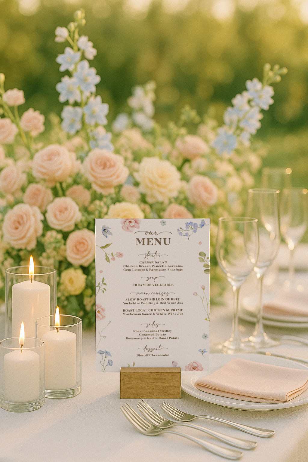 Emma Floral Table Menu