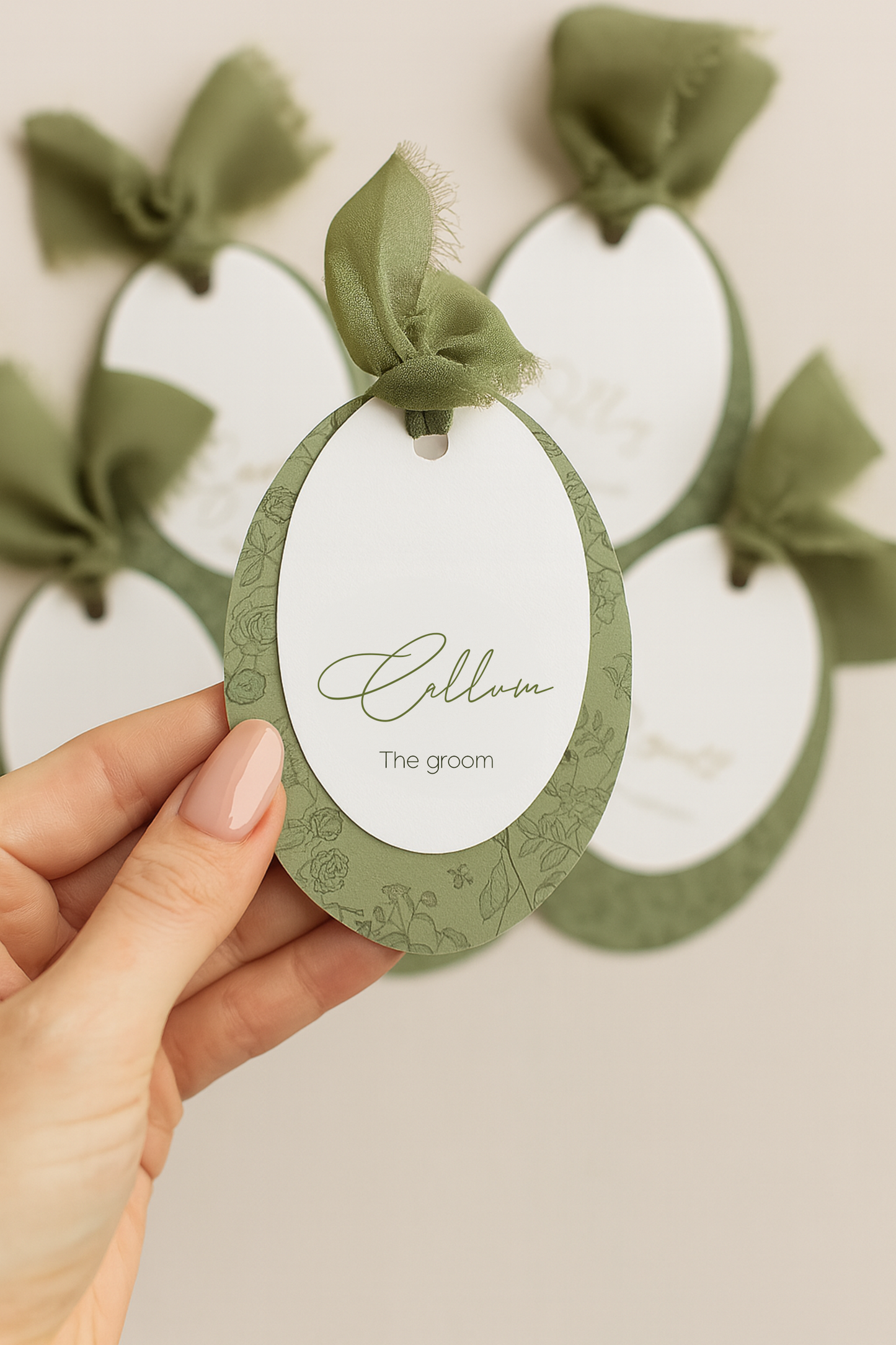 Sage Green Botanical Wedding Place Cards