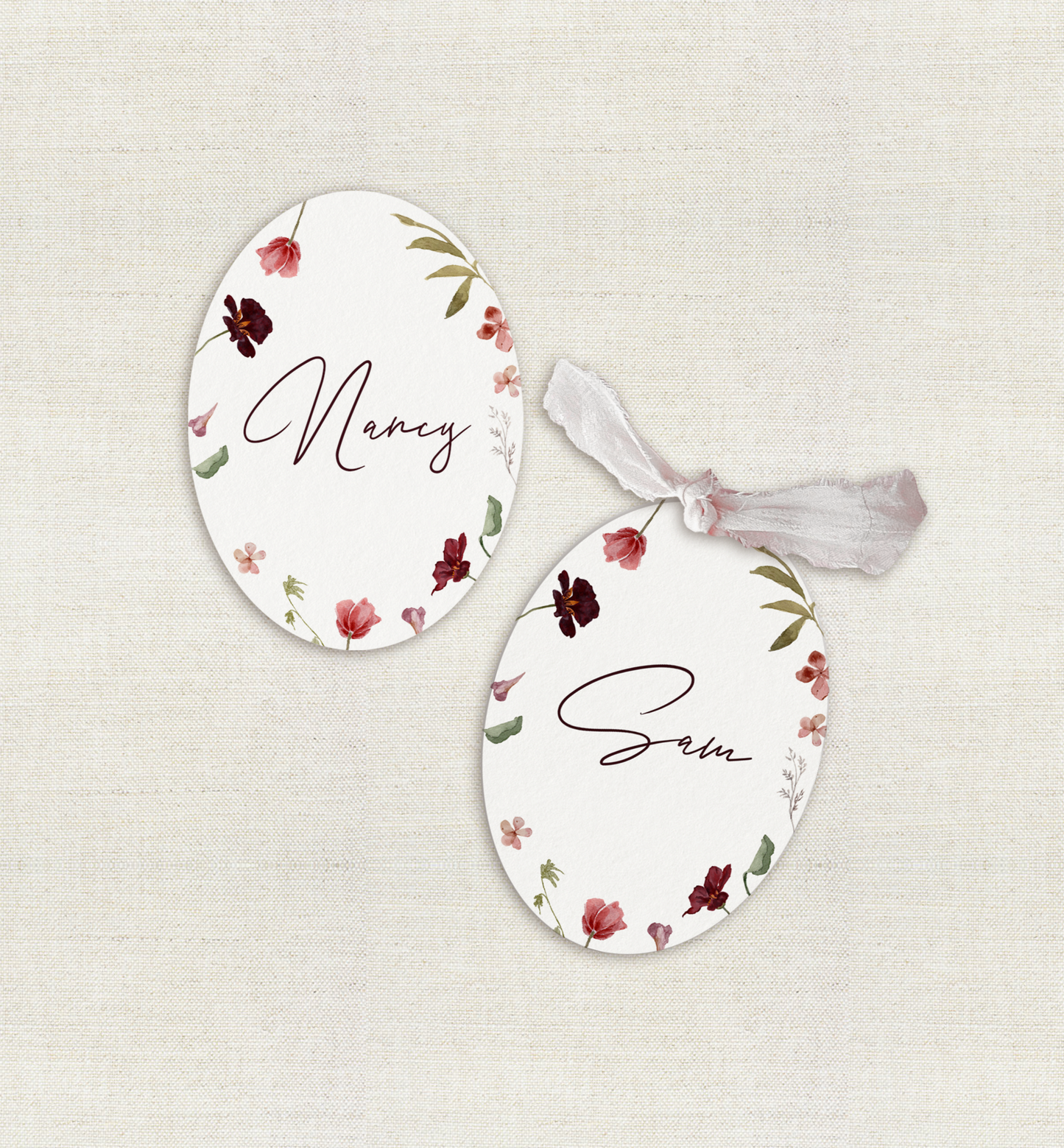 Rose Floral Wedding Menu Place card