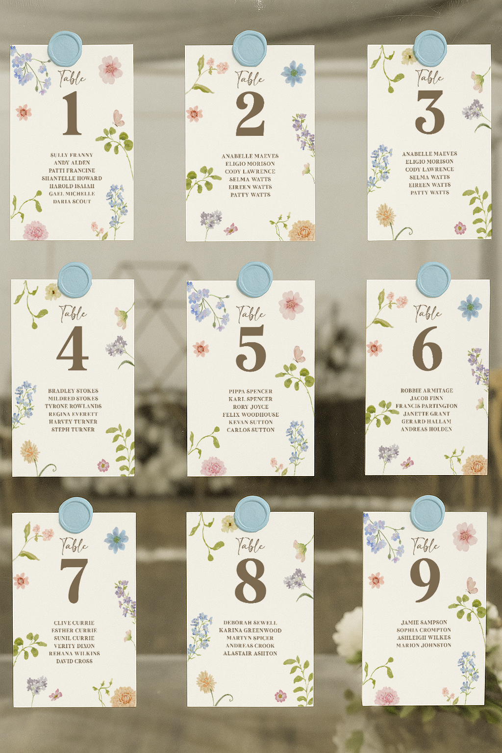 Emma Floral Escort Table Numbers