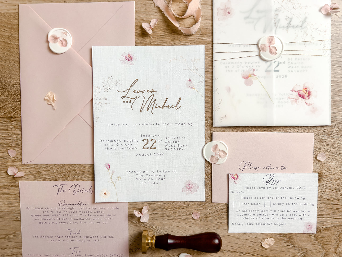 Lauren RSVP Card and Envelope