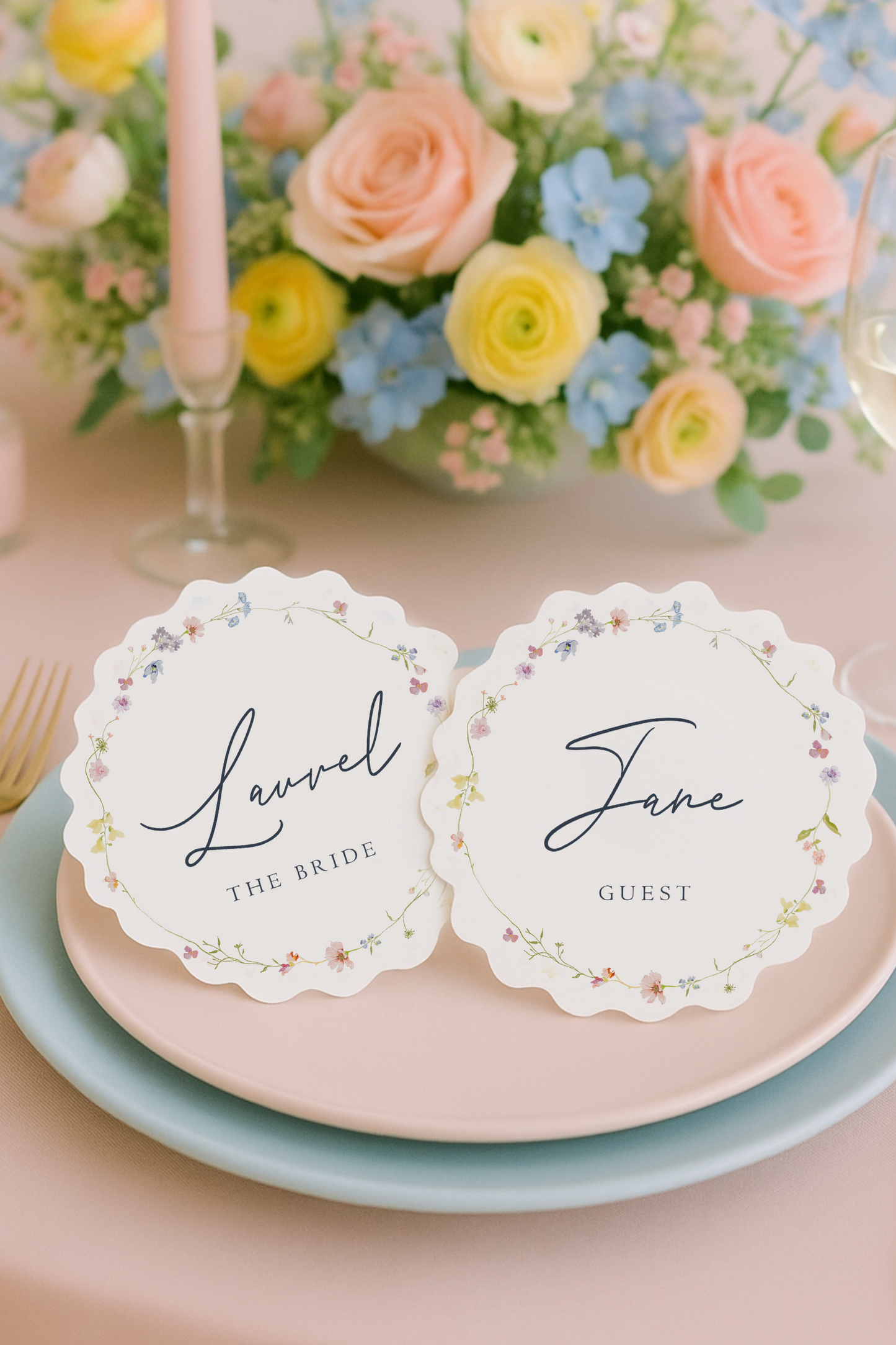 Meadow Wreath Die Cut Place Card