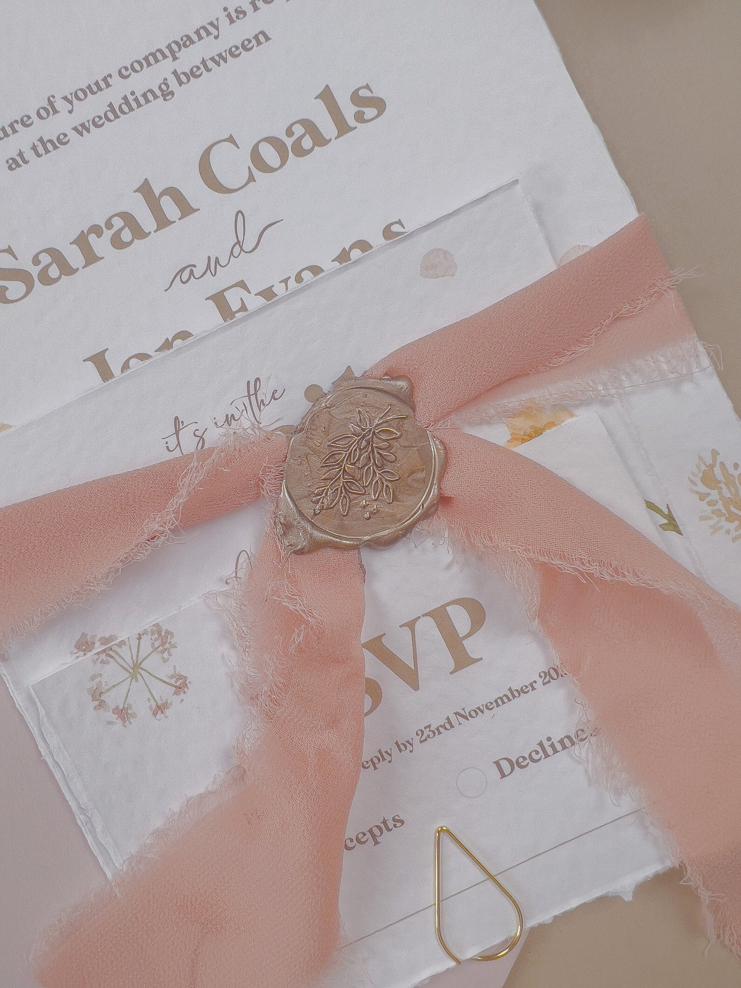Pressed Wildflower Wedding Invitation Suite