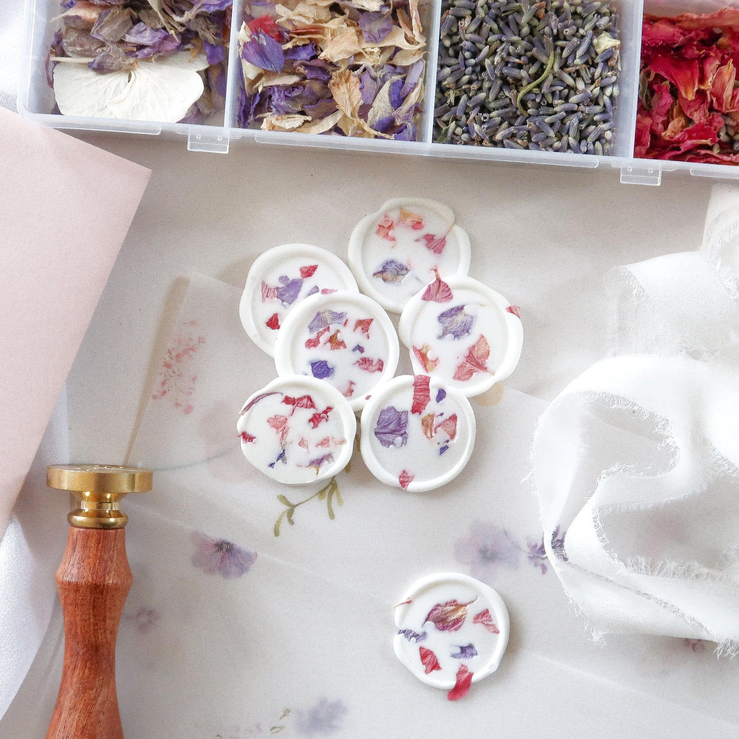Blue and Pink Spring Floral Wax Seals