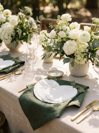 Moss Green Chiffon Oval Botanical Menu