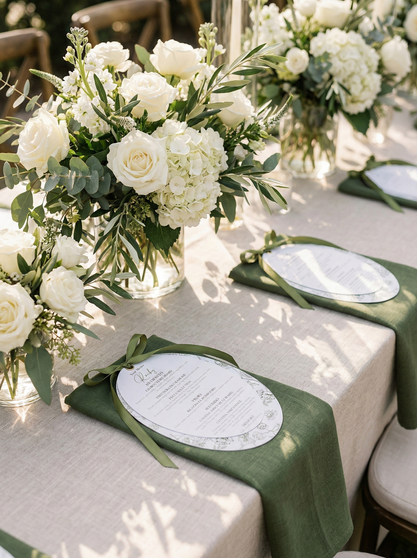 Sage Green Satin Oval Botanical Menu