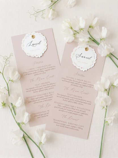 Romantic Blush Menus with Name Tags