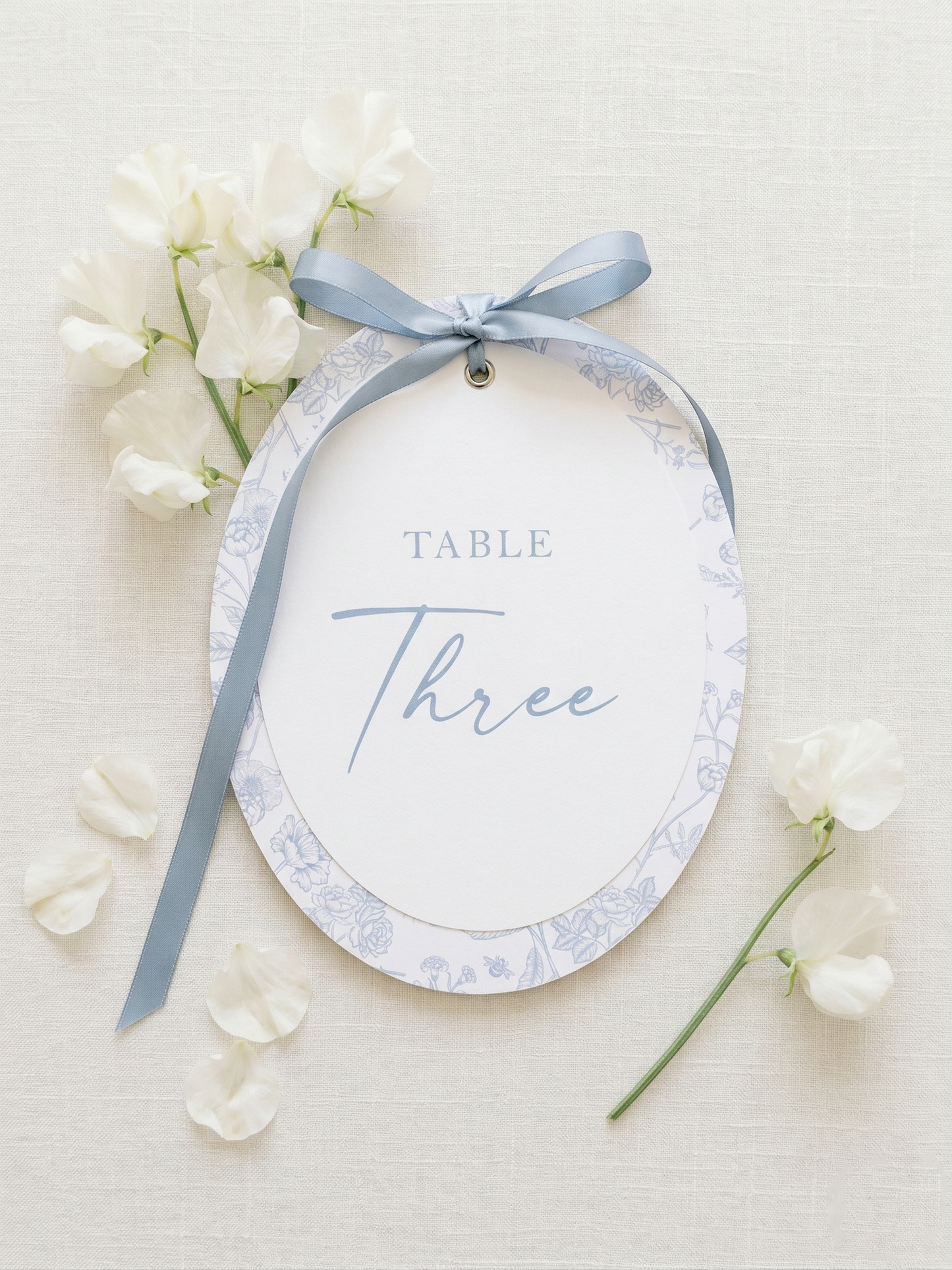 Bordeaux Oval Table Number with Ribbon