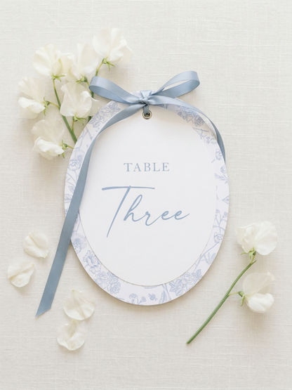 Bordeaux Oval Table Number with Ribbon