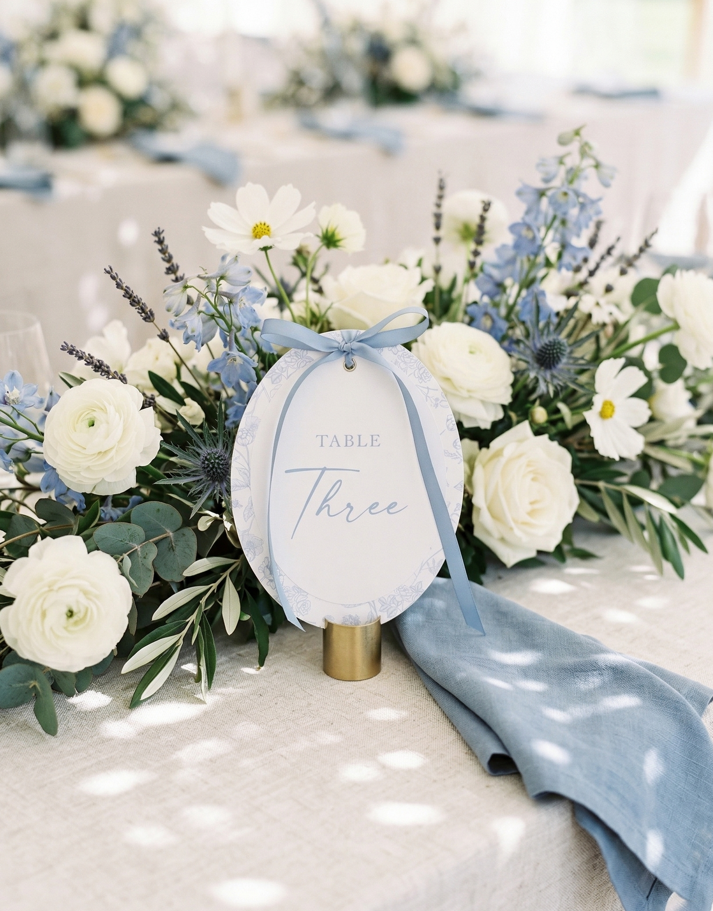 Bordeaux Oval Table Number with Ribbon