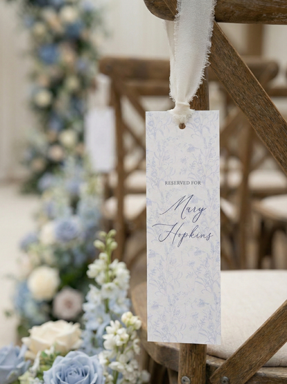 Dusty Blue Toile Reserved Seat Tags