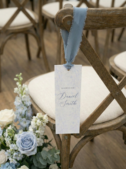 Dusty Blue Toile Reserved Seat Tags