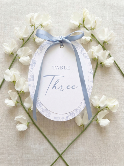 Bordeaux Oval Table Number with Ribbon