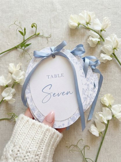 Bordeaux Oval Table Number with Ribbon
