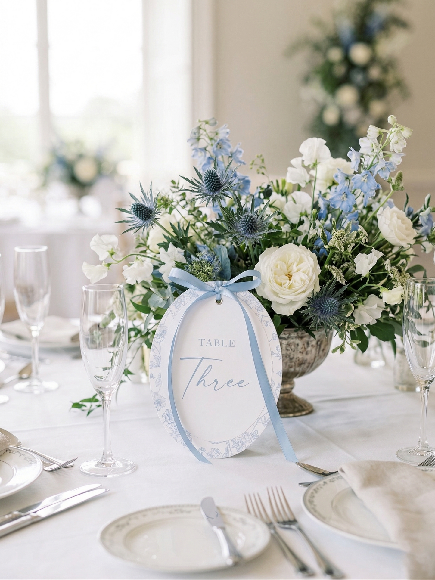 Bordeaux Oval Table Number with Ribbon