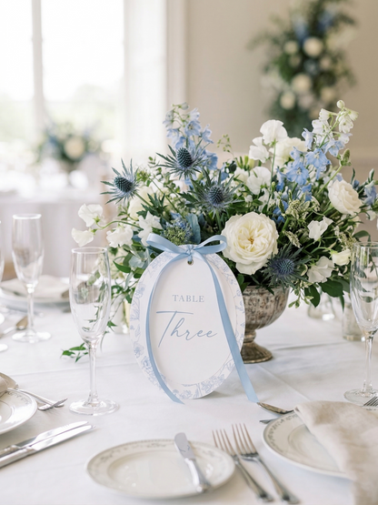 Bordeaux Oval Table Number with Ribbon
