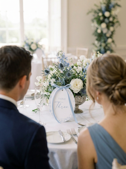 Bordeaux Oval Table Number with Ribbon