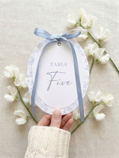 Bordeaux Oval Table Number with Ribbon