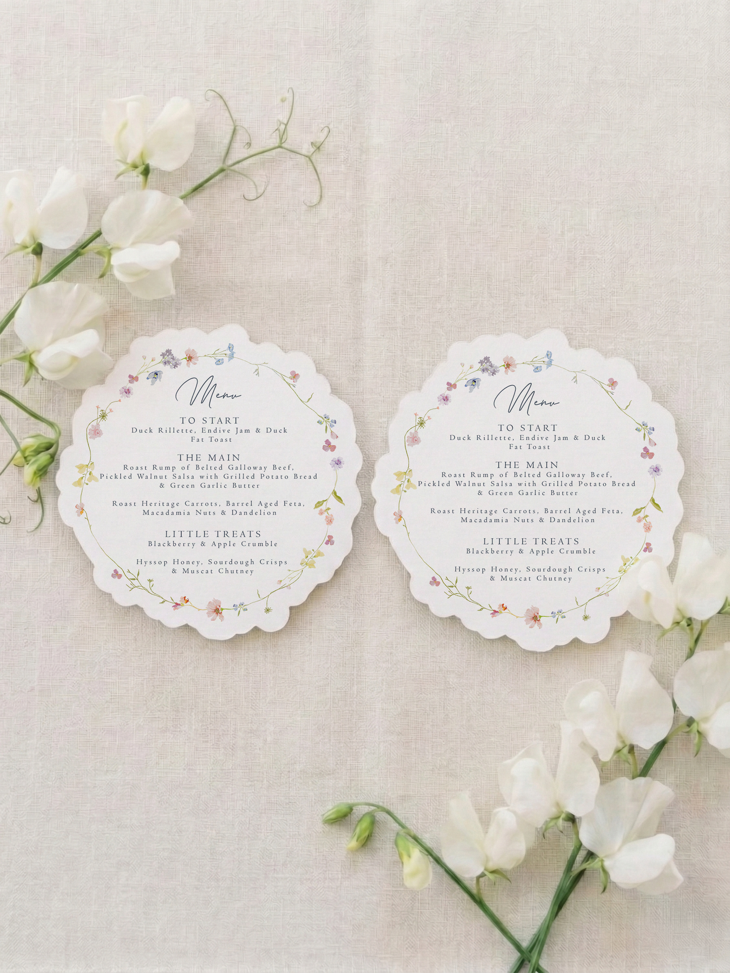 Meadow Die Cut Floral Wreath Menu