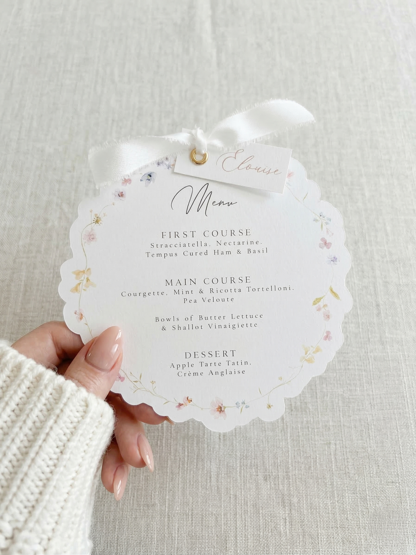 Meadow Scallop Menu with Name Tag