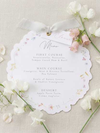 Meadow Scallop Menu with Name Tag